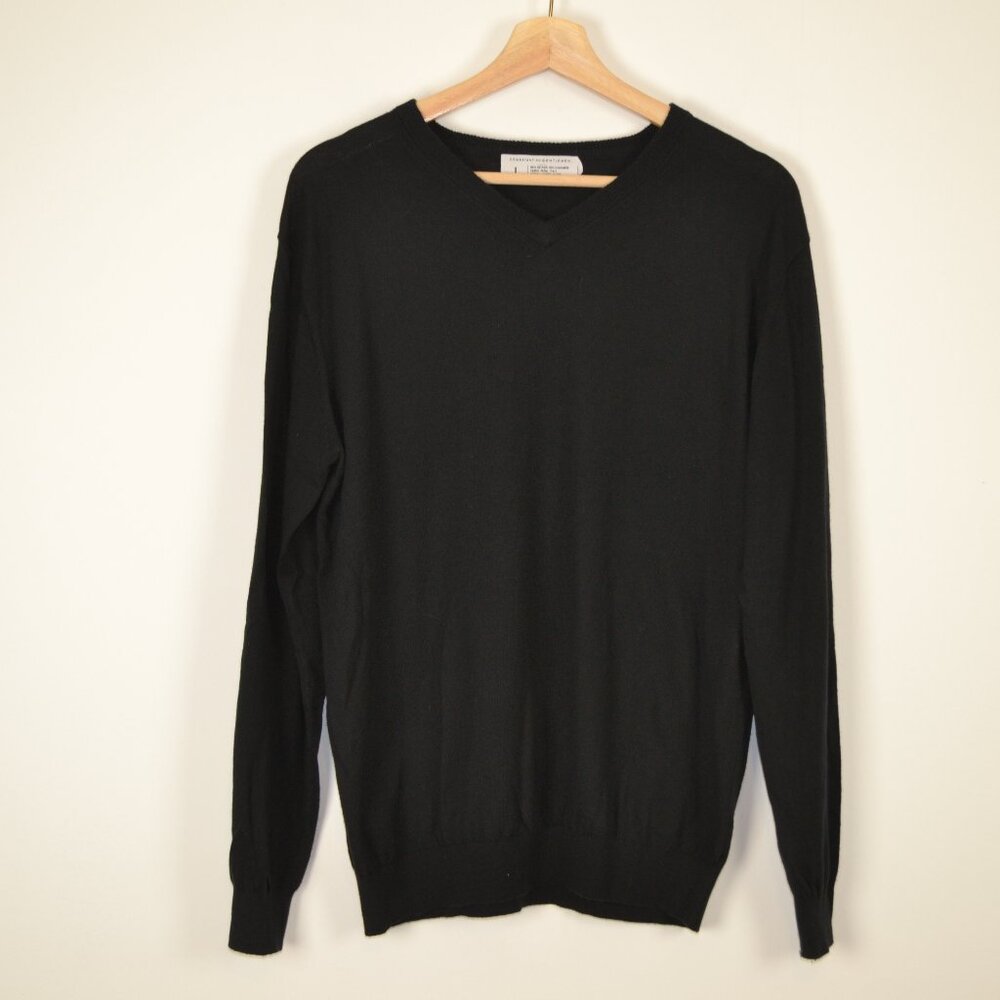Combatant Gentlemen Mens L Cashmere Cotton V Neck Pullover Stretch Sweater